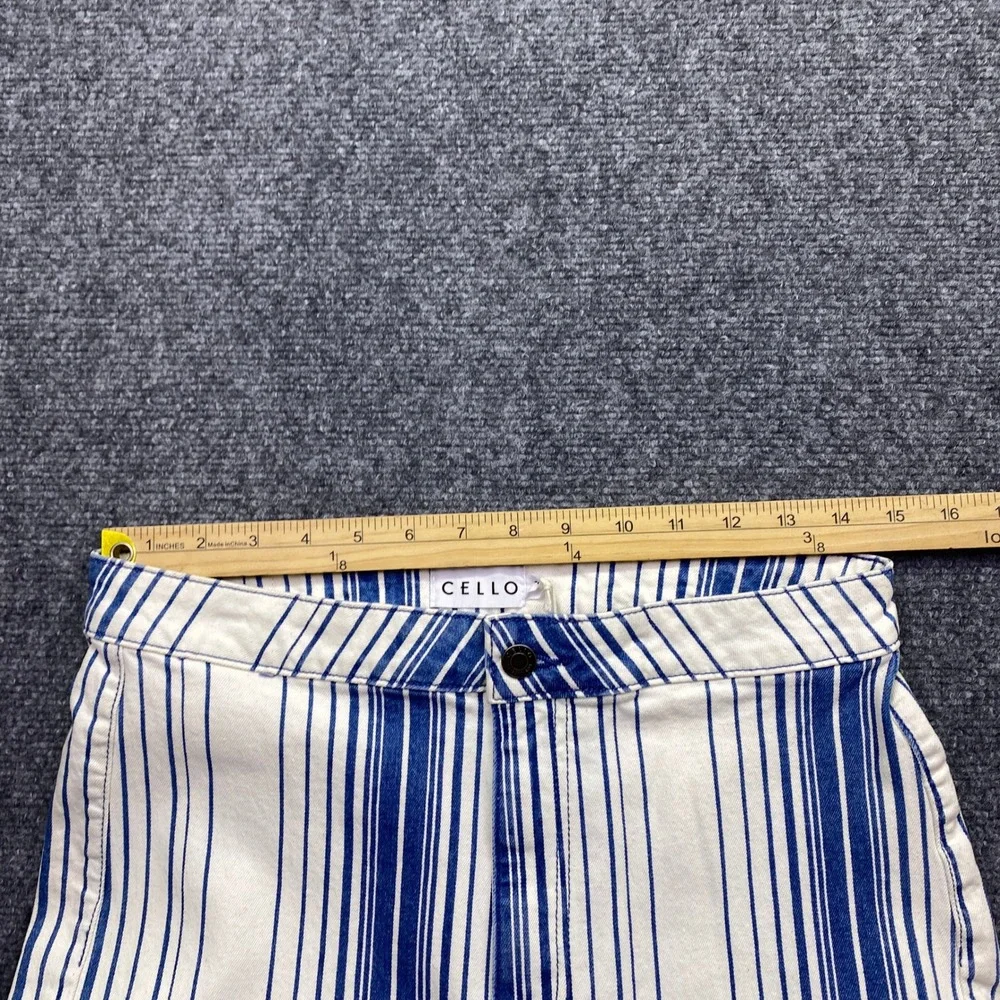 Cello Striped Denim High Rise Flare Jeans Blue White WV38225DK Size 11 NWT